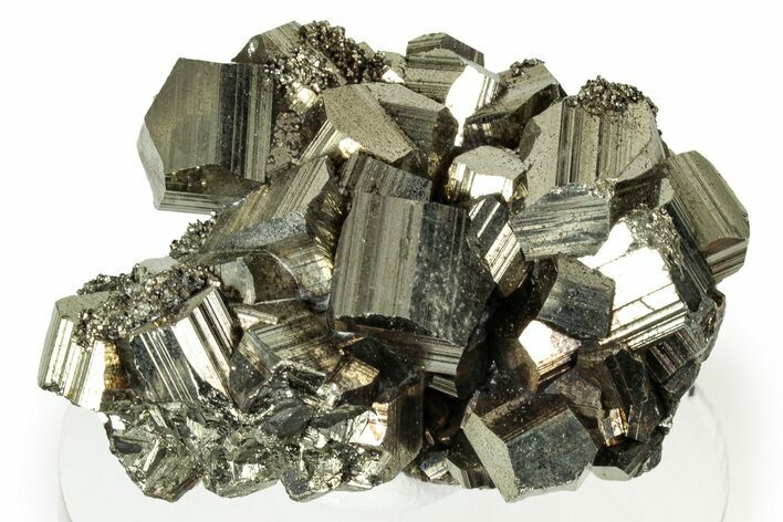 Gleaming Striated Pyrite Cluster - Peru #347583